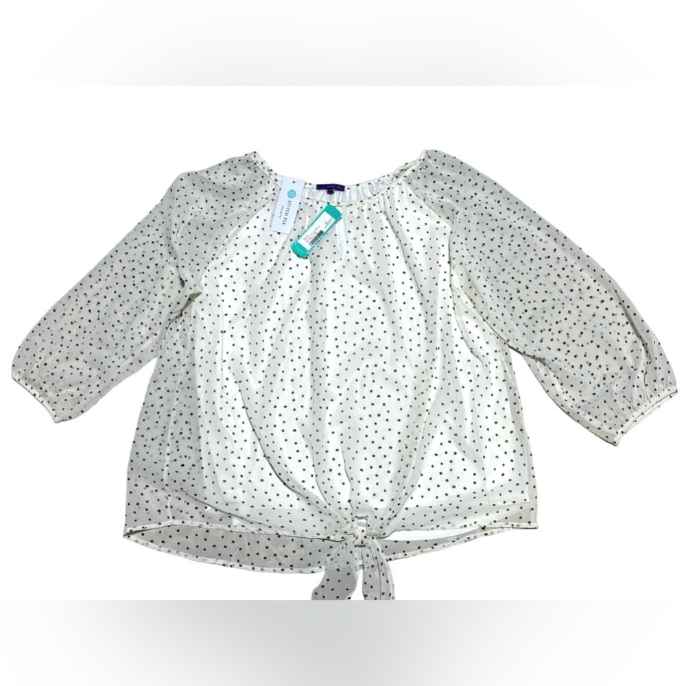 West Kei Size XXL Ivory Black Geometric Design Lined Top Blouse Women NWT Elorna